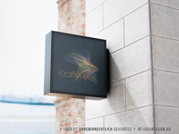 Logo Kraft Welle Leicht Fluß Energie Schwingung Fliegen Qualle Quelle Buntes Logo kaufen LogoShop LogoAtelier.eu