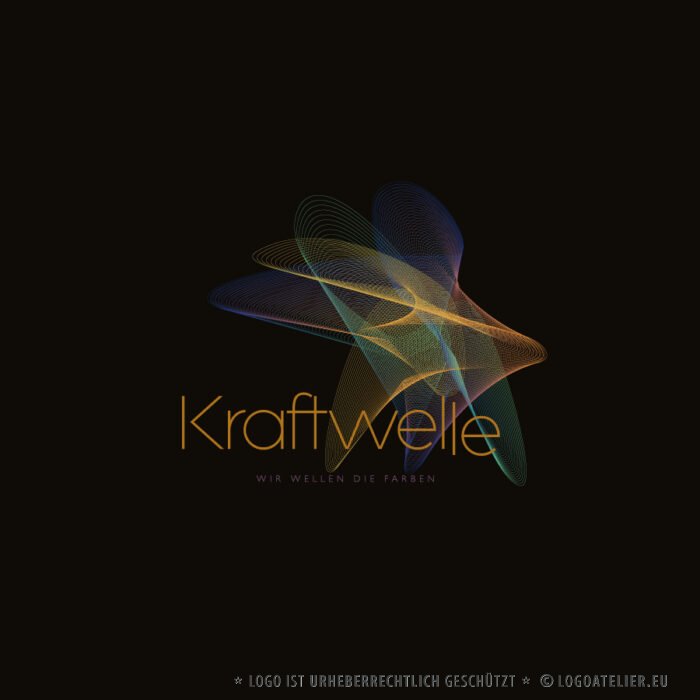 Logo Kraft Welle Leicht Fluß Energie Schwingung Fliegen Qualle Quelle Buntes Logo kaufen LogoShop LogoAtelier.eu