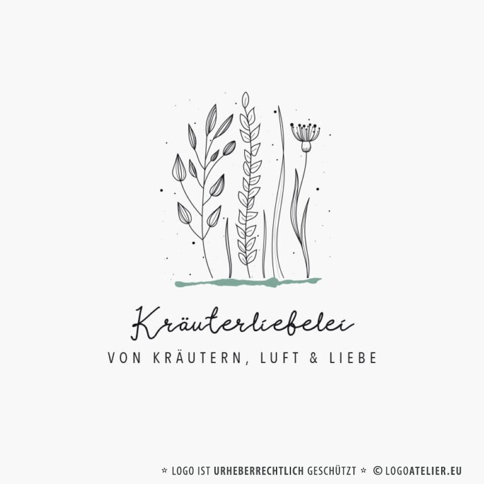 Kräuter Pflanzen Logo kaufen Gesundheit Ernährung Naturkunde Naturlogo Pflanzenkunde Grünzeug EXKLUSIVES Logo kaufen LogoShop LogoAtelier.eu