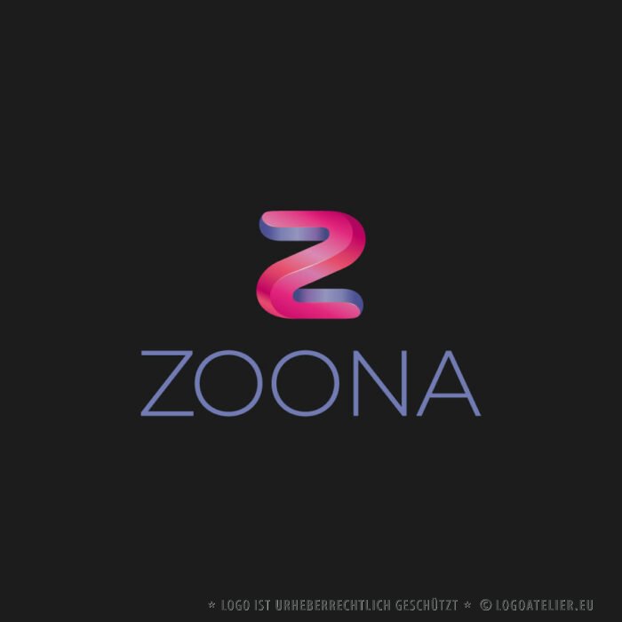 Logo 3D Buchstabe N oder Z Weibliches Logo überraschender Look strahlende Farben Kräftiges Logo kaufen LogoShop LogoAtelier.eu