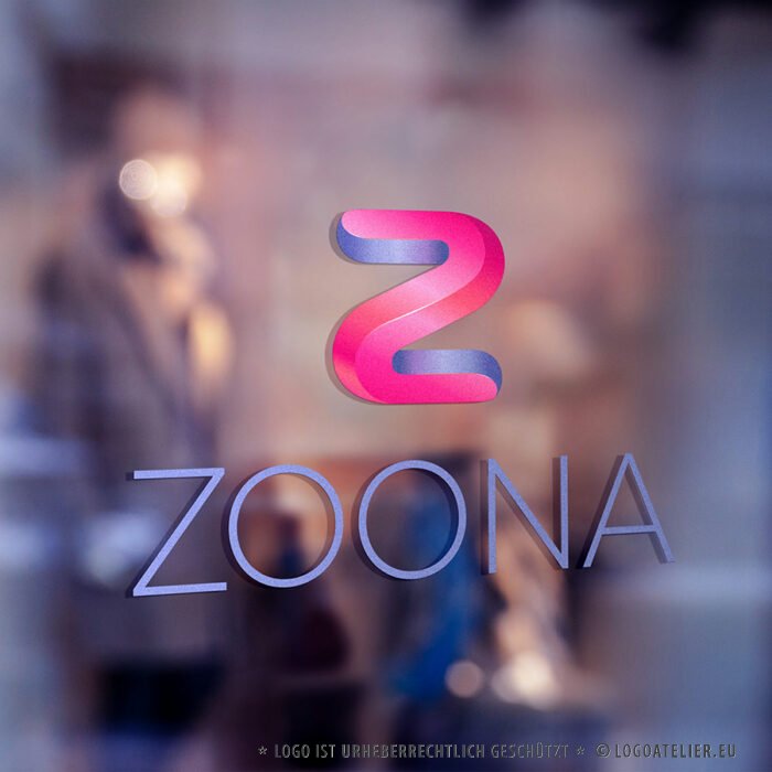 Logo 3D Buchstabe N oder Z Weibliches Logo überraschender Look strahlende Farben Kräftiges Logo kaufen LogoShop LogoAtelier.eu