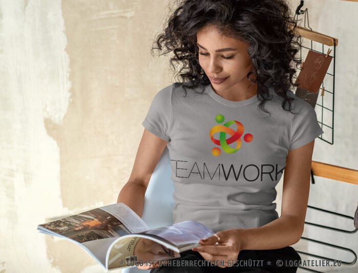 Teamwork Logo kaufen Team Gemeinsam geschafft etwas gemeinsam schaffen Verbunden Erfolgreich Eng verbunden sein Miteinander verbunden Verwoben EXKLUSIVES Logo kaufen LogoShop LogoAtelier.eu