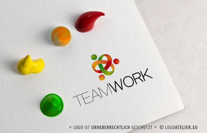 Teamwork Logo kaufen Team Gemeinsam geschafft etwas gemeinsam schaffen Verbunden Erfolgreich Eng verbunden sein Miteinander verbunden Verwoben EXKLUSIVES Logo kaufen LogoShop LogoAtelier.eu