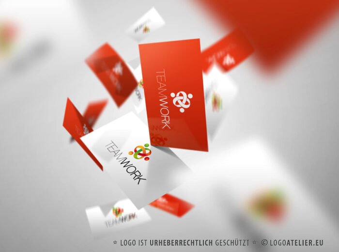 Teamwork Logo kaufen Team Gemeinsam geschafft etwas gemeinsam schaffen Verbunden Erfolgreich Eng verbunden sein Miteinander verbunden Verwoben EXKLUSIVES Logo kaufen LogoShop LogoAtelier.eu