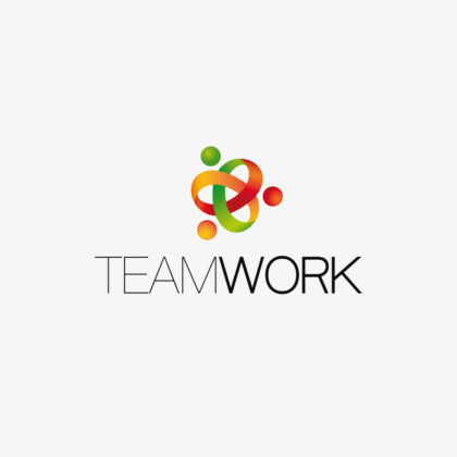 Teamwork Logo kaufen Team Gemeinsam geschafft etwas gemeinsam schaffen Verbunden Erfolgreich Eng verbunden sein Miteinander verbunden Verwoben EXKLUSIVES Logo kaufen LogoShop LogoAtelier.eu