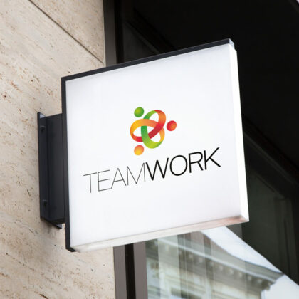 Teamwork Logo kaufen Team Gemeinsam geschafft etwas gemeinsam schaffen Verbunden Erfolgreich Eng verbunden sein Miteinander verbunden Verwoben EXKLUSIVES Logo kaufen LogoShop LogoAtelier.eu