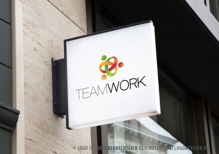 Teamwork Logo kaufen Team Gemeinsam geschafft etwas gemeinsam schaffen Verbunden Erfolgreich Eng verbunden sein Miteinander verbunden Verwoben EXKLUSIVES Logo kaufen LogoShop LogoAtelier.eu