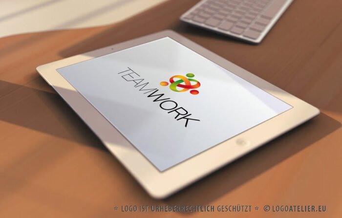 Teamwork Logo kaufen Team Gemeinsam geschafft etwas gemeinsam schaffen Verbunden Erfolgreich Eng verbunden sein Miteinander verbunden Verwoben EXKLUSIVES Logo kaufen LogoShop LogoAtelier.eu