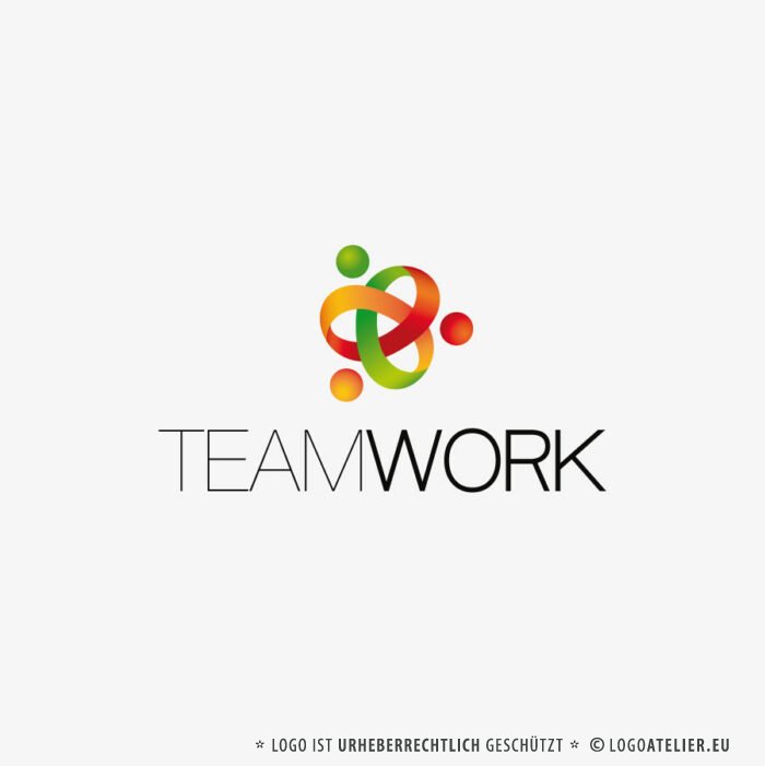Teamwork Logo kaufen Team Gemeinsam geschafft etwas gemeinsam schaffen Verbunden Erfolgreich Eng verbunden sein Miteinander verbunden Verwoben EXKLUSIVES Logo kaufen LogoShop LogoAtelier.eu