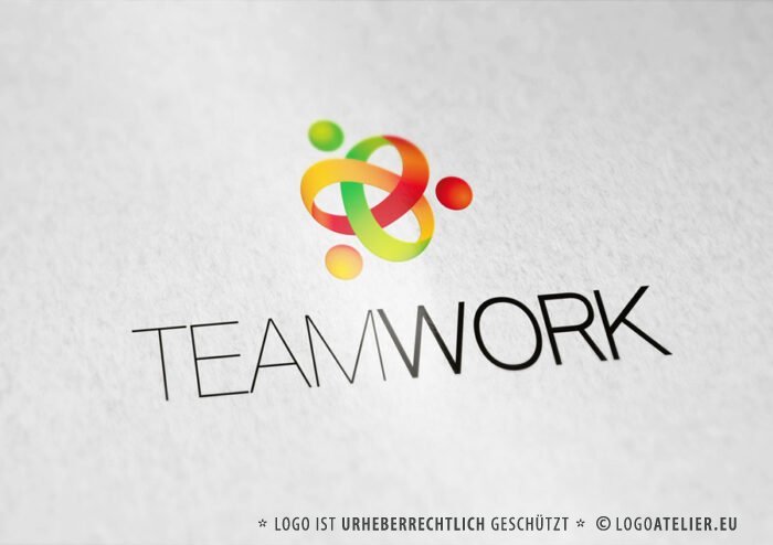 Teamwork Logo kaufen Team Gemeinsam geschafft etwas gemeinsam schaffen Verbunden Erfolgreich Eng verbunden sein Miteinander verbunden Verwoben EXKLUSIVES Logo kaufen LogoShop LogoAtelier.eu