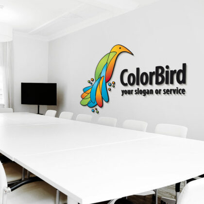 Logo Bunter Vogel Fliegen Frei Bunt Fantasie Flügel Kreativ Zauber Federn Weiblich Tiere Weisheit Wissen Buntes Logo kaufen LogoShop LogoAtelier.eu