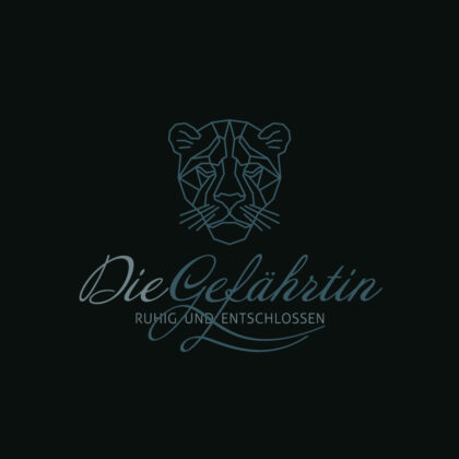 Logo Die Gefährtin Stark Ruhig Entschlossen Gefährte Tiere Löwe Löwin Katze Kätzchen Schnurren Schnurrli Elegantes Logo kaufen Überlegen Mächtig Beeindruckend LogoShop LogoAtelier.eu