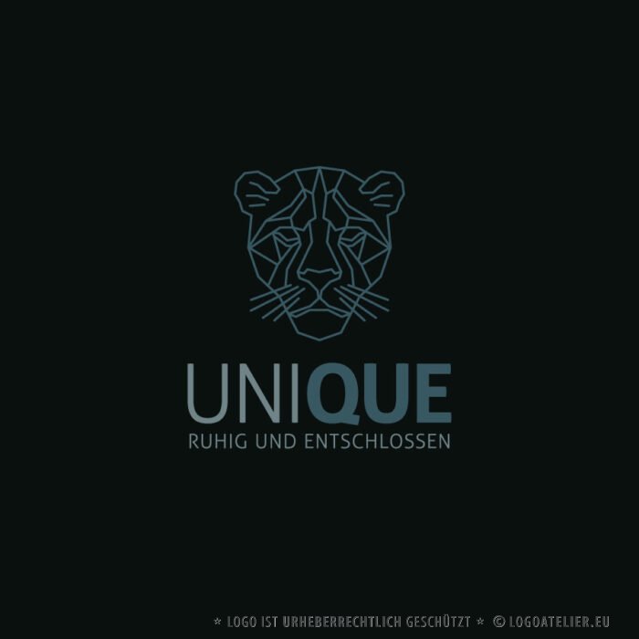 Logo Die Gefährtin Stark Ruhig Entschlossen Gefährte Tiere Löwe Löwin Katze Kätzchen Schnurren Schnurrli Elegantes Logo kaufen Überlegen Mächtig Beeindruckend LogoShop LogoAtelier.eu