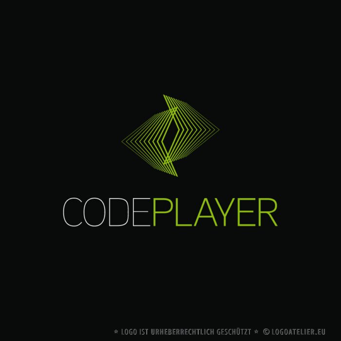 Logo Software Entwicklung Programmieren Engineering Software Entwickler Programme Code App EDV spitze Klammer Digitalisierung Virtuelles Codeplayer Schlichtes Logo kaufen LogoShop LogoAtelier.eu