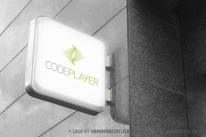 Logo Software Entwicklung Programmieren Engineering Software Entwickler Programme Code App EDV spitze Klammer Digitalisierung Virtuelles Codeplayer Schlichtes Logo kaufen LogoShop LogoAtelier.eu