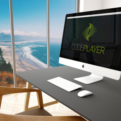 Logo Software Entwicklung Programmieren Engineering Software Entwickler Programme Code App EDV spitze Klammer Digitalisierung Virtuelles Codeplayer Schlichtes Logo kaufen LogoShop LogoAtelier.eu