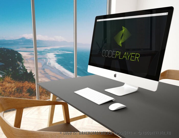 Logo Software Entwicklung Programmieren Engineering Software Entwickler Programme Code App EDV spitze Klammer Digitalisierung Virtuelles Codeplayer Schlichtes Logo kaufen LogoShop LogoAtelier.eu