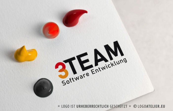 Logo Zahl Drei Software Entwicklung Zahl 3 Drei Teamwork Programmieren Code App Datensicherung Digitalisierung EDV Softwareentwicklung Technik Unternehmensentwicklung Professionelles Logo LogoAtelier.eu