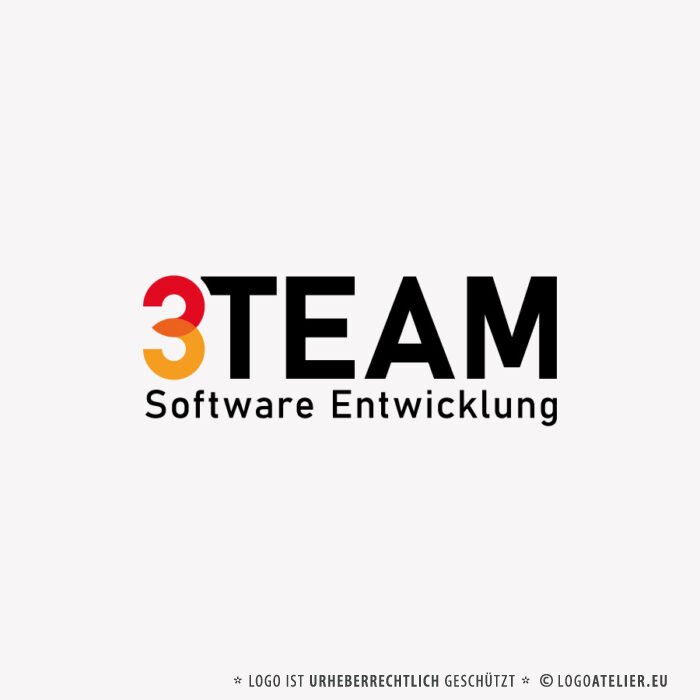 Logo Zahl Drei Software Entwicklung Zahl 3 Drei Teamwork Programmieren Code App Datensicherung Digitalisierung EDV Softwareentwicklung Technik Unternehmensentwicklung Professionelles Logo LogoAtelier.eu