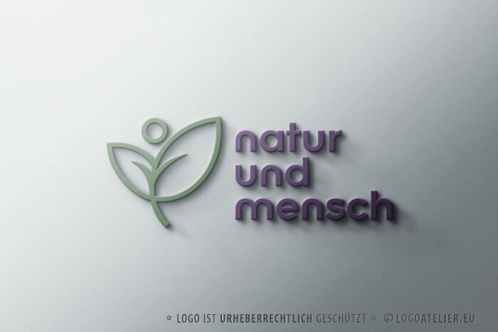 Logo Natur Menschen Pflanzen Gesundheit Floral Ökologisch Umwelt Umweltfreundlich Umweltschutz Vegan Biologisch Blumen Sportlich Schlichtes Design Simple Fertiges Logo kaufen LogoShop LogoAtelier.eu
