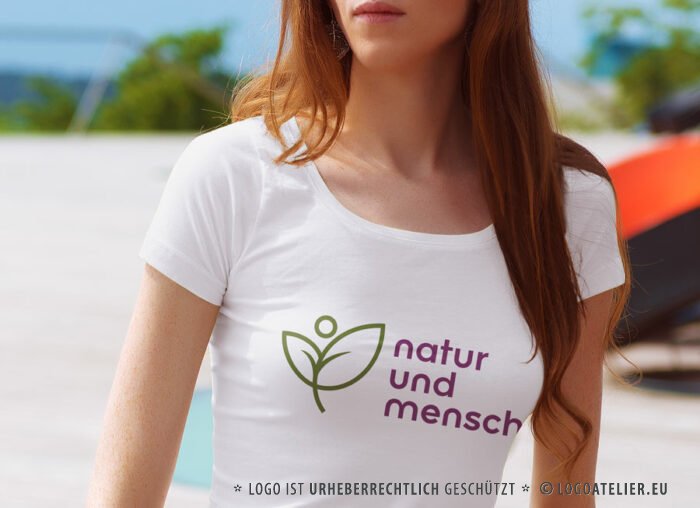 Logo Natur Menschen Pflanzen Gesundheit Floral Ökologisch Umwelt Umweltfreundlich Umweltschutz Vegan Biologisch Blumen Sportlich Schlichtes Design Simple Fertiges Logo kaufen LogoShop LogoAtelier.eu