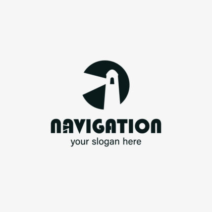 Logo Navigation Leuchtturm Lighthouse Wegweiser Sturm Schutz Licht Hilfe Weg Fertiges Logo kaufen LogoShop LogoAtelier.eu
