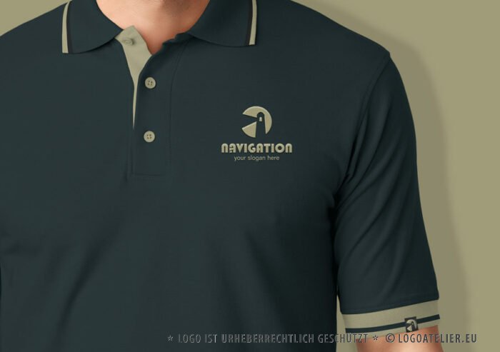 Logo Navigation Leuchtturm Lighthouse Wegweiser Sturm Schutz Licht Hilfe Weg Fertiges Logo kaufen LogoShop LogoAtelier.eu