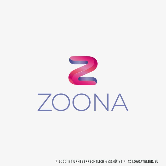 Logo 3D Buchstabe N oder Z Weibliches Logo überraschender Look strahlende Farben Kräftiges Logo kaufen LogoShop LogoAtelier.eu