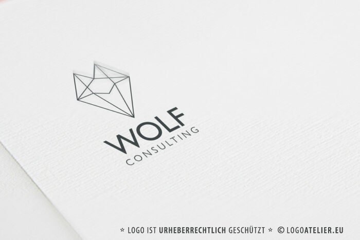 Logo Skizzierter Wolf Skizzieren Zeichnung Striche Strichzeichnung Fuchs Linien Grau Herde Tiere Sauber Gezeichnet Kraftvoll Beratung Consulting Abstraktes Logo kaufen LogoShop LogoAtelier.eu