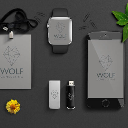 Logo Skizzierter Wolf Skizzieren Zeichnung Striche Strichzeichnung Fuchs Linien Grau Herde Tiere Sauber Gezeichnet Kraftvoll Beratung Consulting Abstraktes Logo kaufen LogoShop LogoAtelier.eu