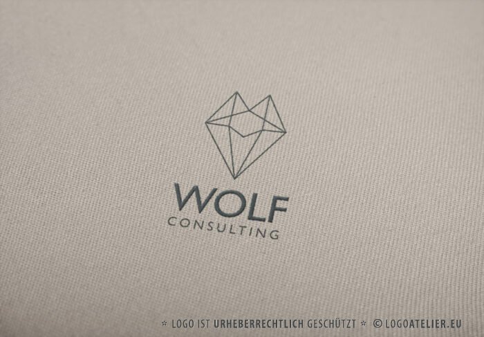 Logo Skizzierter Wolf Skizzieren Zeichnung Striche Strichzeichnung Fuchs Linien Grau Herde Tiere Sauber Gezeichnet Kraftvoll Beratung Consulting Abstraktes Logo kaufen LogoShop LogoAtelier.eu