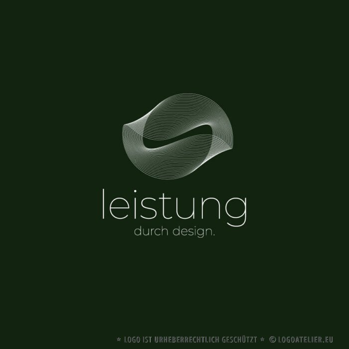 Logo edle Form Leistung Design Performance Undendlich Verdreht Linien Abstrakt Konzentrisch Welle Kurven Fliegen Verformen Fertiges Logo kaufen LogoShop LogoAtelier.eu