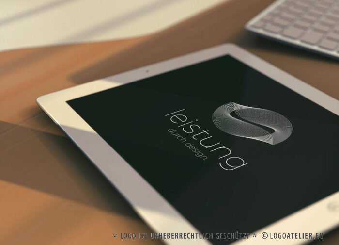 Logo edle Form Leistung Design Performance Undendlich Verdreht Linien Abstrakt Konzentrisch Welle Kurven Fliegen Verformen Fertiges Logo kaufen LogoShop LogoAtelier.eu