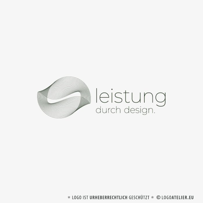 Logo edle Form Leistung Design Performance Undendlich Verdreht Linien Abstrakt Konzentrisch Welle Kurven Fliegen Verformen Fertiges Logo kaufen LogoShop LogoAtelier.eu