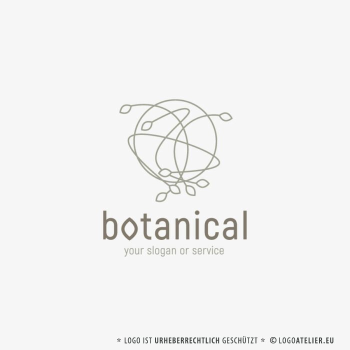 Logo Botanik Natur Gesamt Vollkommen Wirbel Zauber Weltkugel Erde Pflanzen Natürliches FirmenLogo kaufen LogoShop LogoAtelier.eu