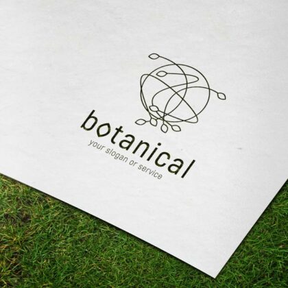 Logo Botanik Natur Gesamt Vollkommen Wirbel Zauber Weltkugel Erde Pflanzen Natürliches FirmenLogo kaufen LogoShop LogoAtelier.eu