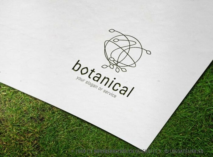 Logo Botanik Natur Gesamt Vollkommen Wirbel Zauber Weltkugel Erde Pflanzen Natürliches FirmenLogo kaufen LogoShop LogoAtelier.eu
