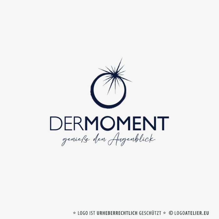 Logo Moments Augenblick Genießen Sonne Sonnenfinsternis Ringe Zusammen Hochzeit Momente Einsseins Meditation HierUndJetzt Entspannung Spirituelles Firmenlogo kaufen LogoShop LogoAtelier.eu