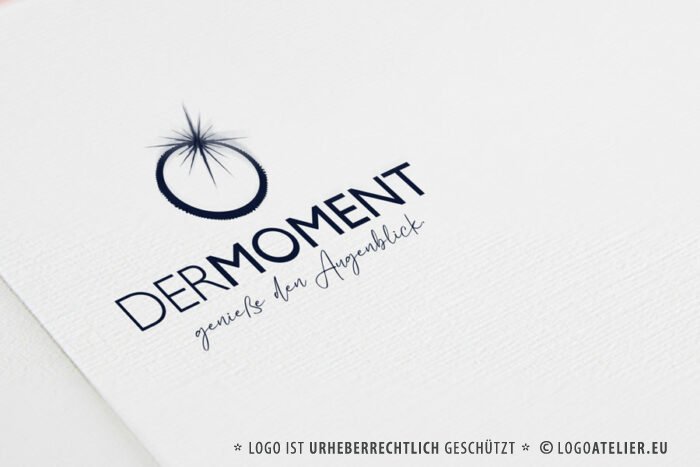 Logo Moments Augenblick Genießen Sonne Sonnenfinsternis Ringe Zusammen Hochzeit Momente Einsseins Meditation HierUndJetzt Entspannung Spirituelles Firmenlogo kaufen LogoShop LogoAtelier.eu