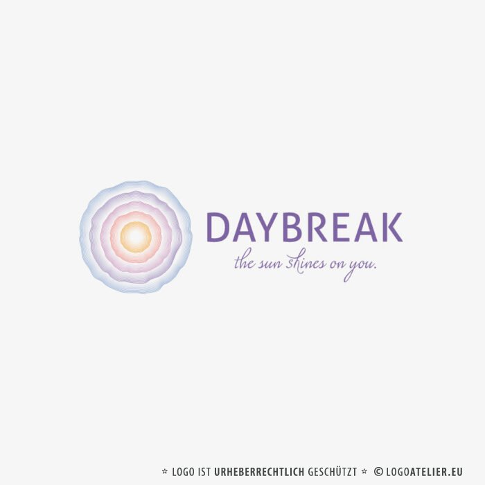 Spirituelles Logo Aufbruch Sonne Strahlen Wärme Veränderung Sonnenaufgang Tagesanbruch Ruhe Heilpraxis Heilpraktikerin Heilung Physiotherapie Spirituelles Firmenlogo kaufen LogoShop LogoAtelier.eu