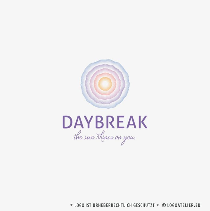 Spirituelles Logo Aufbruch Sonne Strahlen Wärme Veränderung Sonnenaufgang Tagesanbruch Ruhe Heilpraxis Heilpraktikerin Heilung Physiotherapie Spirituelles Firmenlogo kaufen LogoShop LogoAtelier.eu