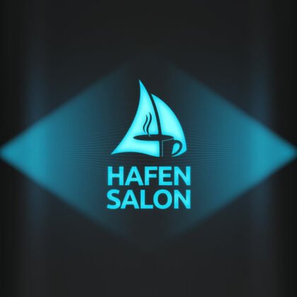 Kaffehaus Logo Marina Lounge Logo Hafen Meer Boote Segelboote Kaffee Tasse Kaffeetasse Restaurant Erholung Urlaub Entspannung Wasser Fertiges Logo kaufen LogoShop Logoatelier.eu