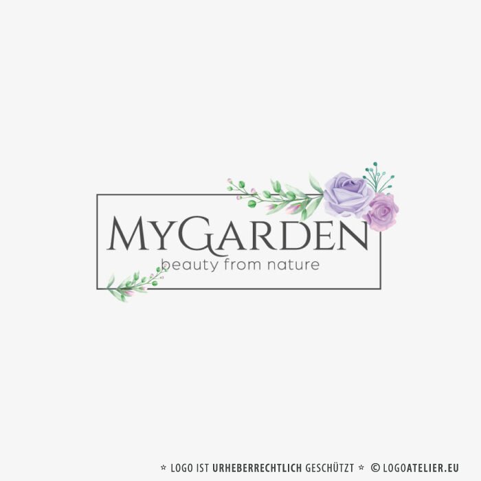 Edles Rosen Logo Exklusiv auf LogoAtelier Blumen Natur Garten Gärtnerei Schönheit Zauber Weiblich Sinnlich Spirituell Fertiges Logo kaufen Logoshop von LogoAtelier