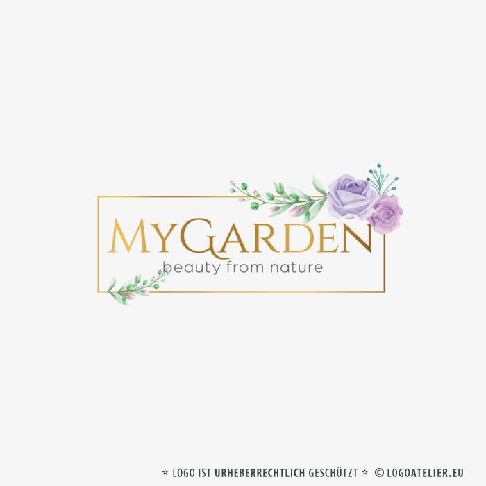 Edles Rosen Logo Exklusiv auf LogoAtelier Blumen Natur Garten Gärtnerei Schönheit Zauber Weiblich Sinnlich Spirituell Fertiges Logo kaufen Logoshop von LogoAtelier