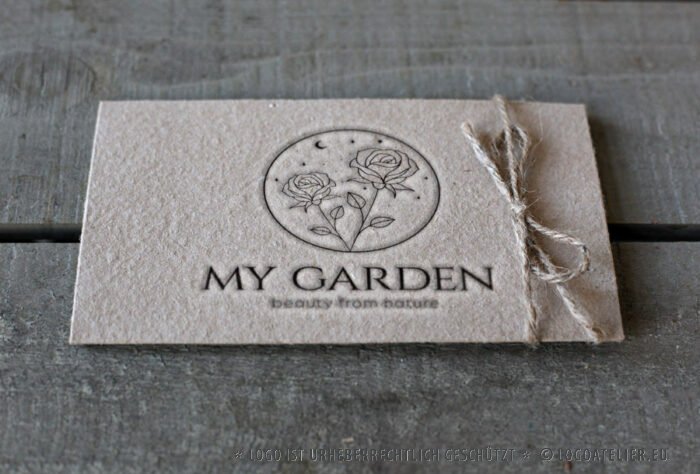 Rose Logo Blumen Natur Garten Schönheit Sterne Zauber Mond Weiblich Sinnlich Spirituell Rosen Fertiges Logo kaufen Logoshop LogoAtelier.eu