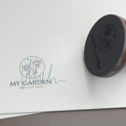 Rose Logo Blumen Natur Garten Schönheit Sterne Zauber Mond Weiblich Sinnlich Spirituell Rosen Fertiges Logo kaufen Logoshop LogoAtelier.eu