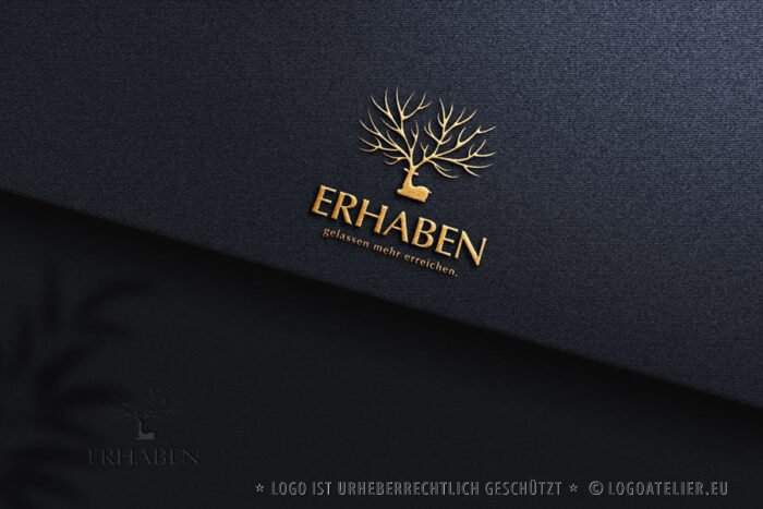 Logo Erhaben Erfolg Geweih Gelassenheit Stark Hirsch Reh Wild Baum Stärke Anmutig Edel Macht Magie Magisch Majestätisch Männlich Baum Natur Stärke Fertiges Logo kaufen Logoshop LogoAtelier.eu