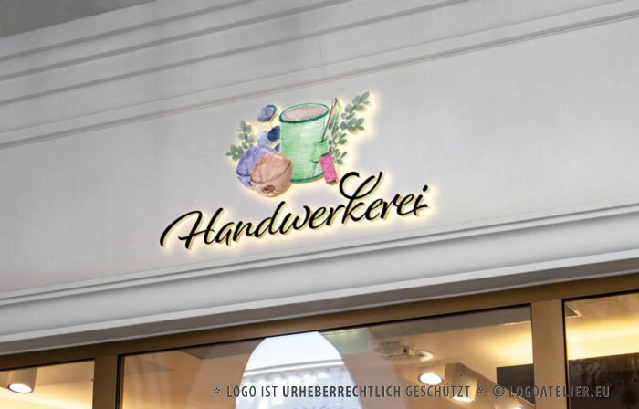 Logo Handwerk Nähen Handwerkerei Bastelladen Kramerei Selbstgemachtes Kramerladen Krämerei Handgemachtes Accessoires Basteln Bekleidung Shop Stoffe Garne Fertiges Logo kaufen LogoAtelier.eu