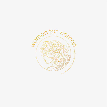 Frauenkopf Logo mit Blume Frauen Kopf Weibliches Logo Woman For Woman Kurven Coaching Mentoring Club Gold Geschlecht Leicht Blüte Jungfrau Griechisch Fertiges Logo kaufen LogoShop LogoAtelier,eu