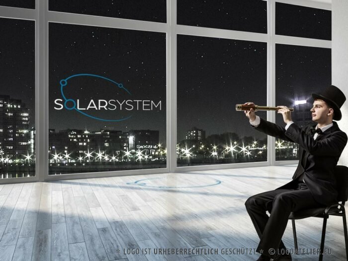 Logo Sonnensystem Planeten Buchstabe O Sterne Kosmos Kreis Gruppen Konzentrisch Alien Bewegung Galaxie Monde Coole Logos kaufen Logoshop Logoatelier.eu